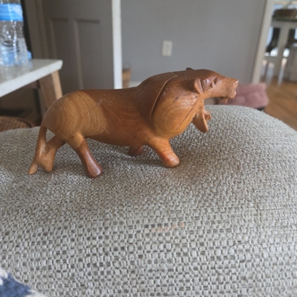 Handcrafted Wooden Dog Figurine - Brown